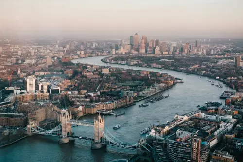 Fotografia aérea do rio Tamisa em Londres