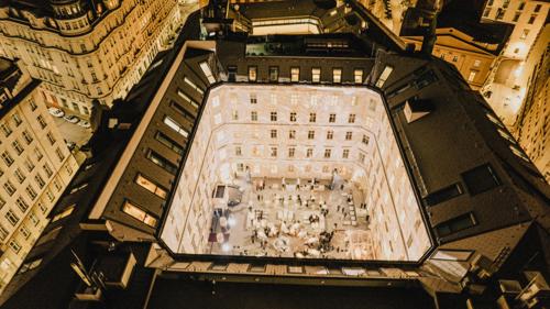Vienna courtyard Birdseye view nighttime