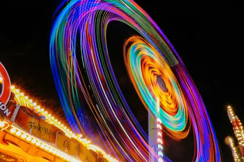Um time-lapse de uma roda gigante colorida a girar no Winter Wonderland em Hyde Park